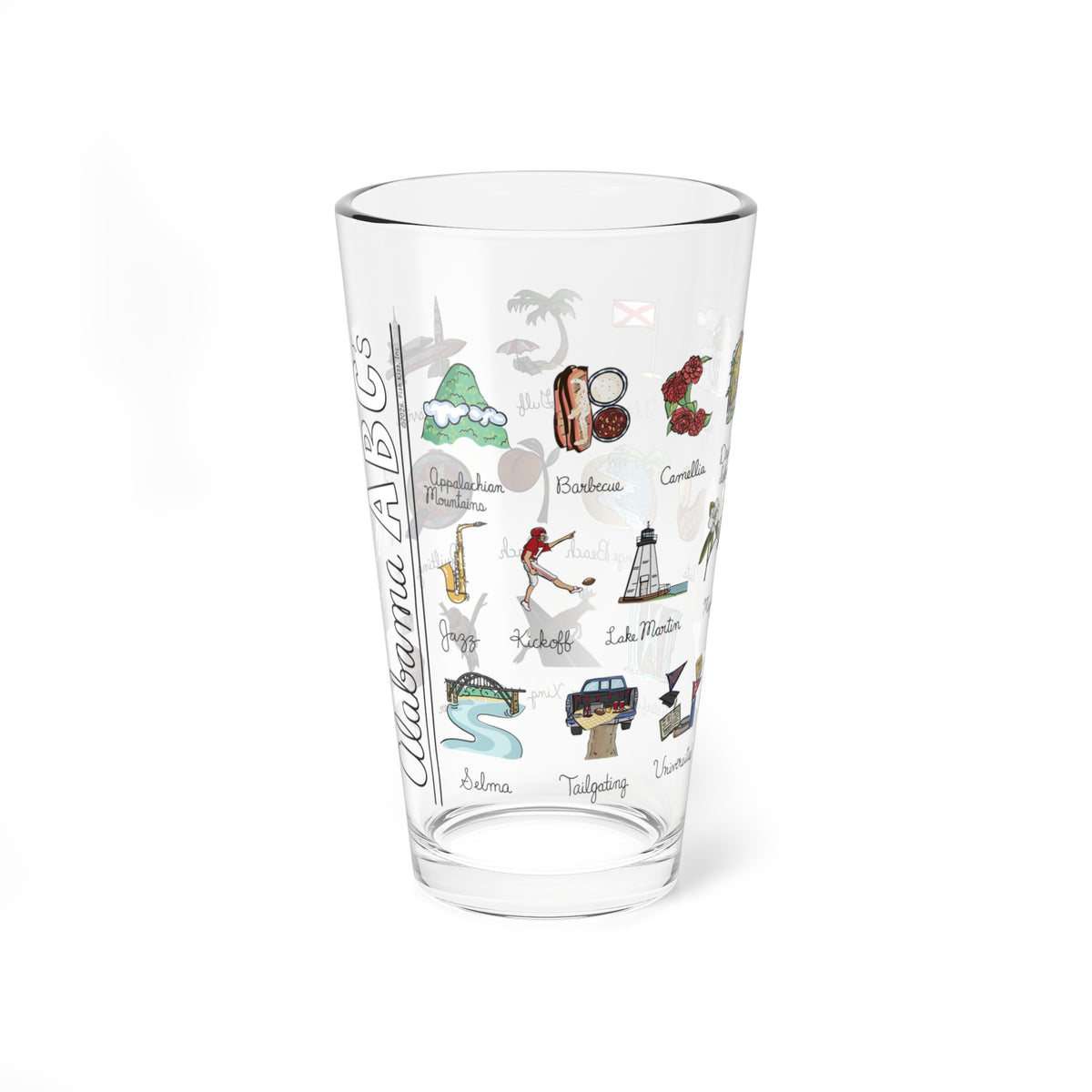 State Alphabet 16 oz Glass