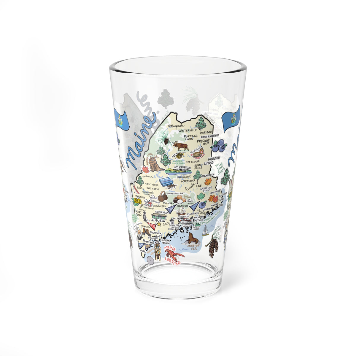 State Map 16 oz Glass