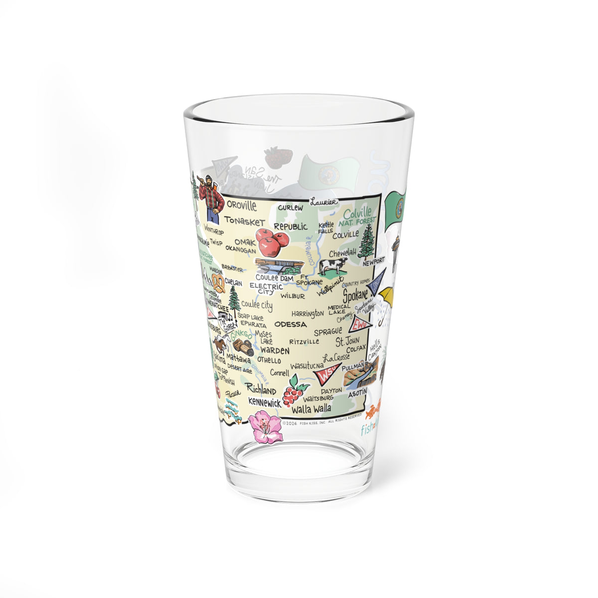 Washington Map 16oz Glass