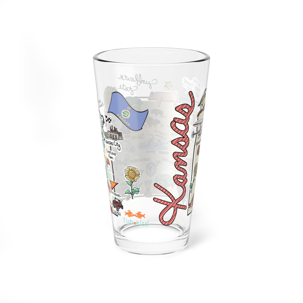Kansas Map 16oz Glass