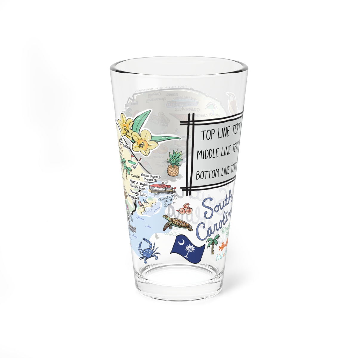 South Carolina Map 16oz Glass