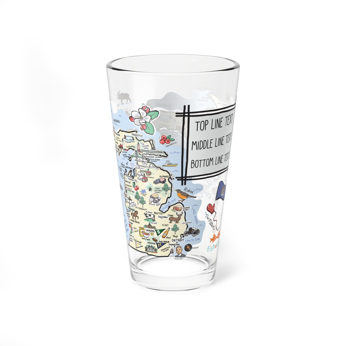 Michigan Map 16oz Glass
