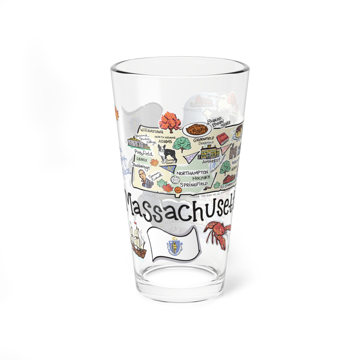 State Map 16 oz Glass