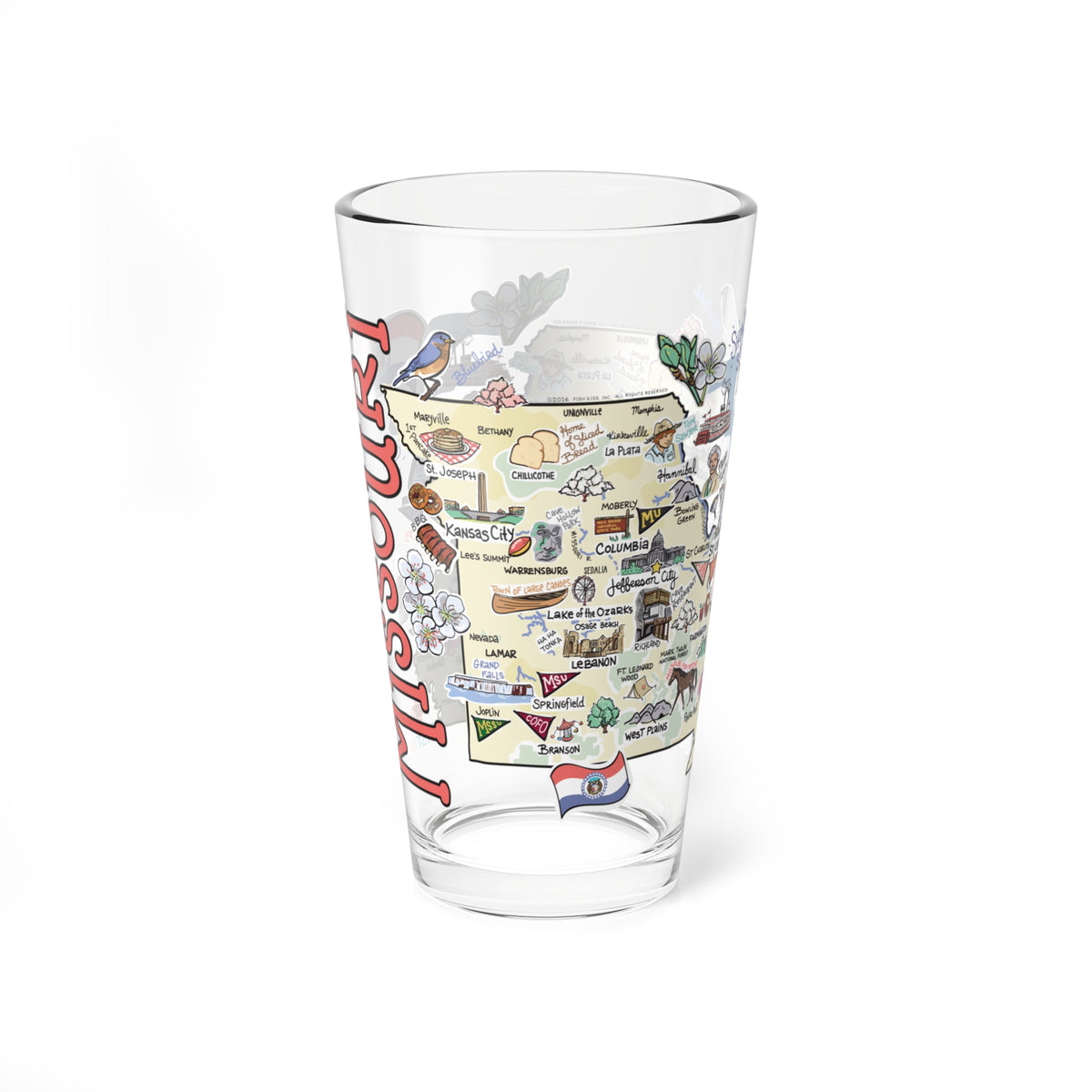 Missouri Map 16oz Glass