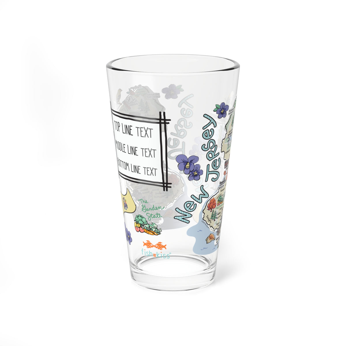 New Jersey Map 16oz Glass