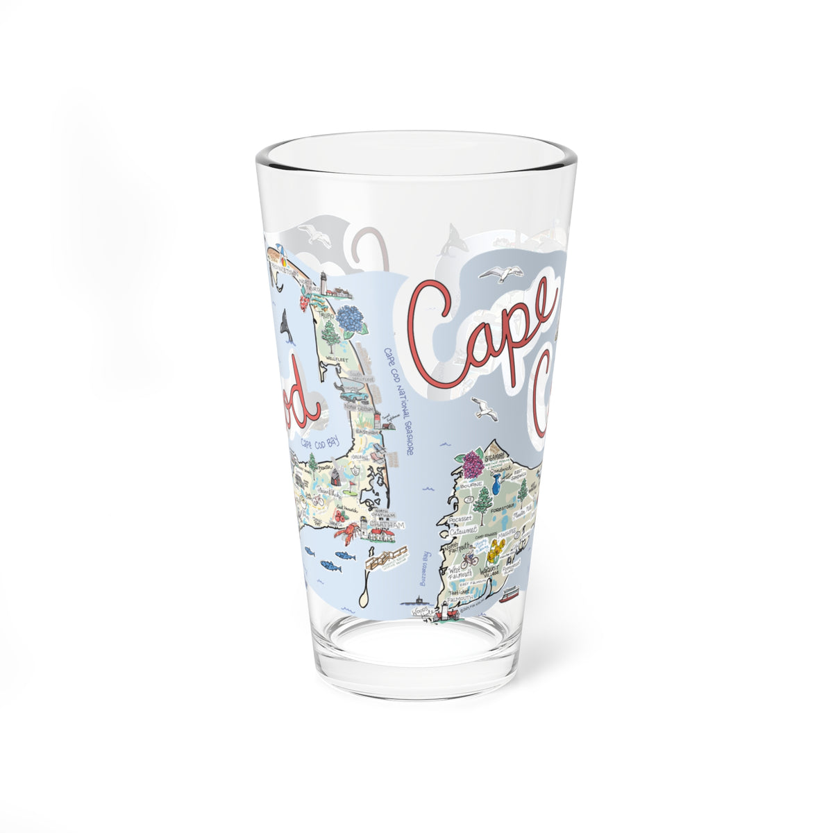 Cape Cod Map 16oz Glass