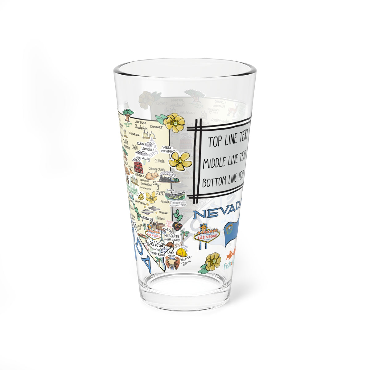 Nevada Map 16oz Glass