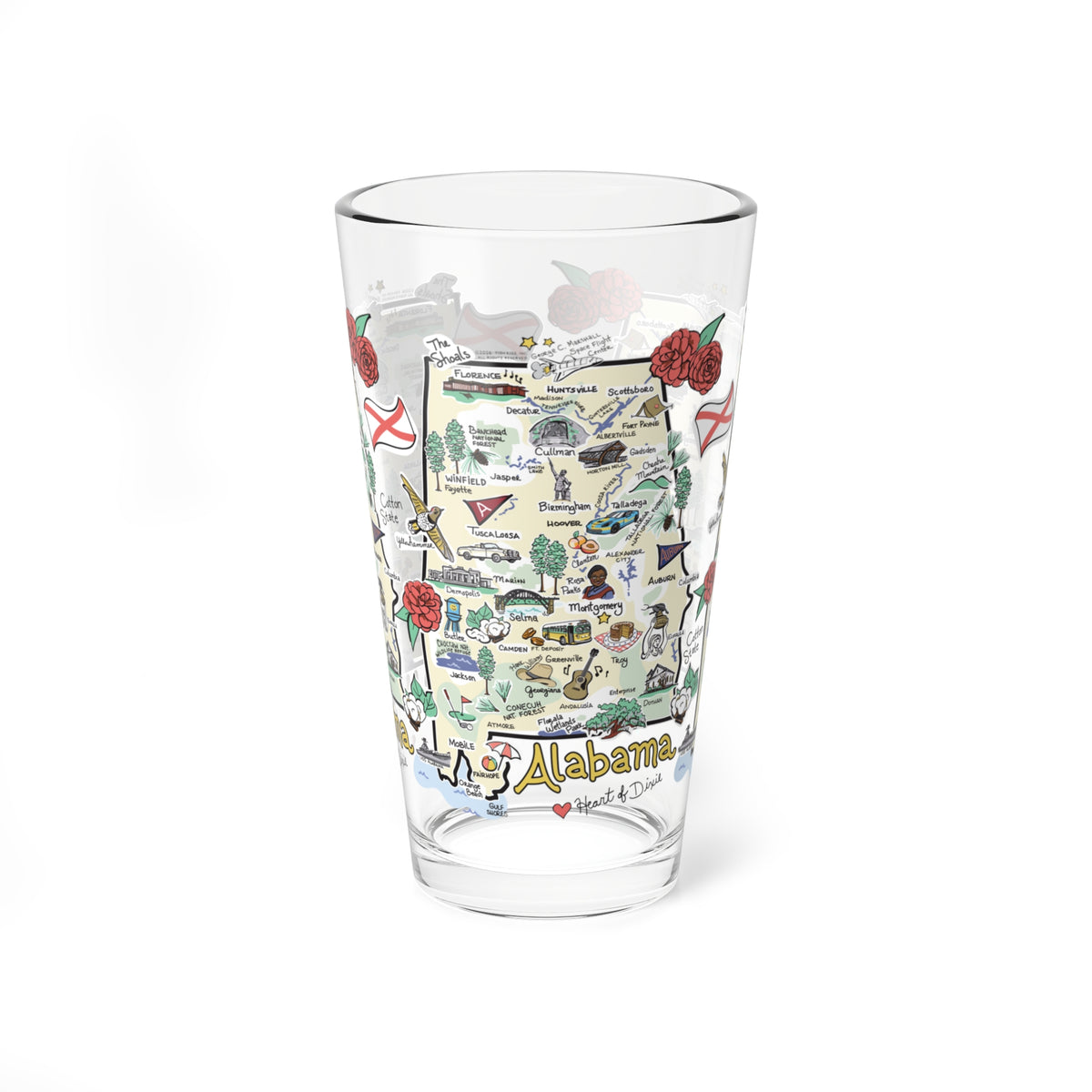 State Map 16 oz Glass