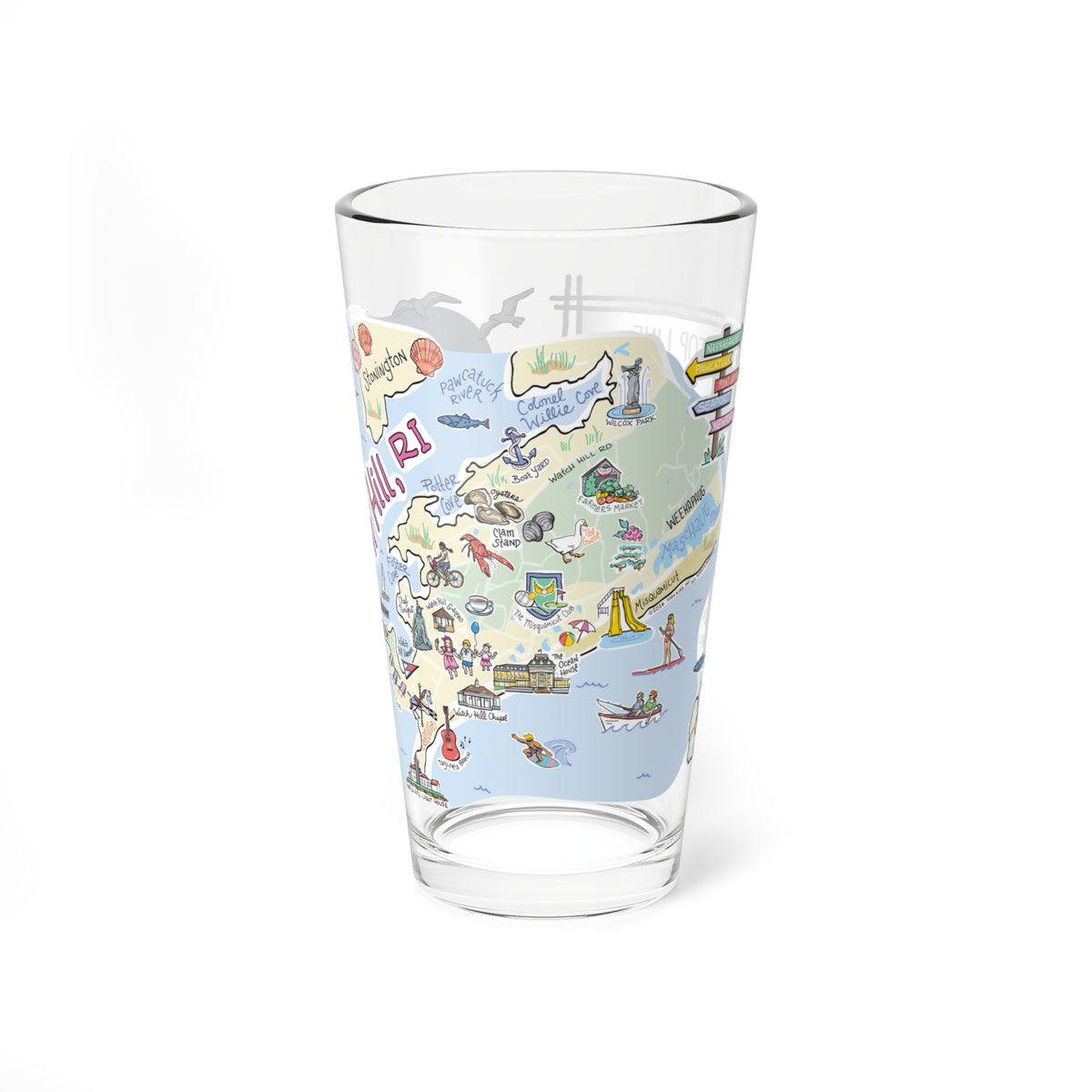 State Map 16 oz Glass