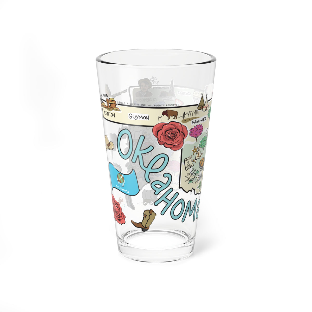 Oklahoma Map 16oz Glass