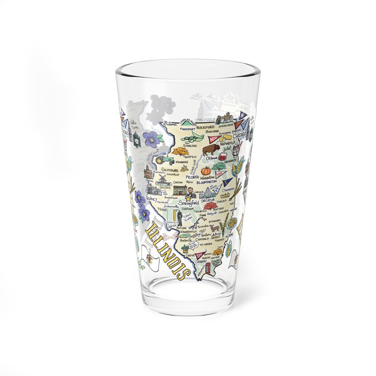 State Map 16 oz Glass