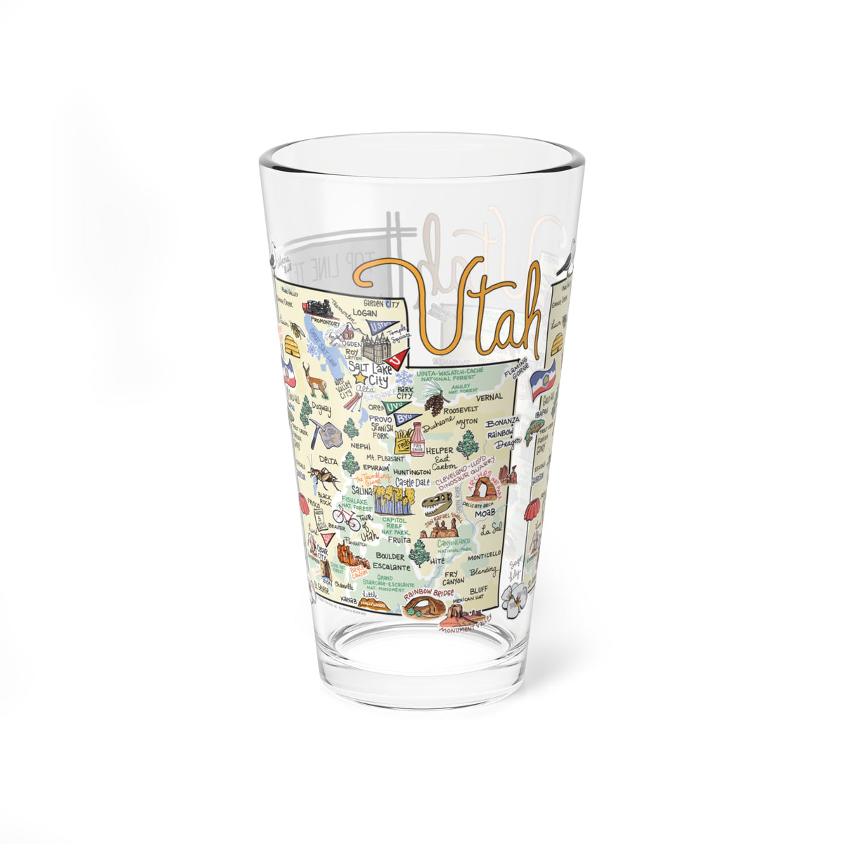 Utah Map 16oz Glass