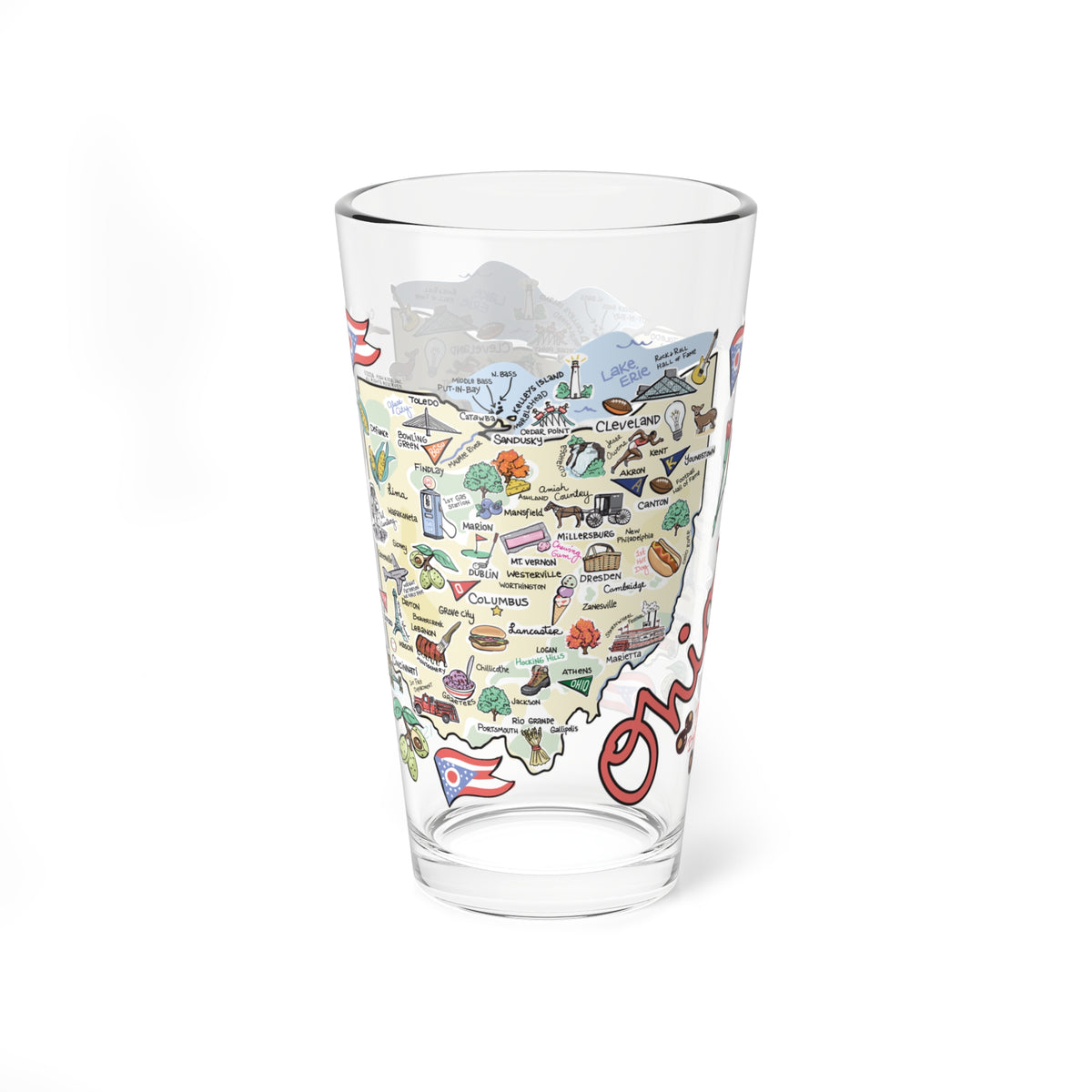 State Map 16 oz Glass