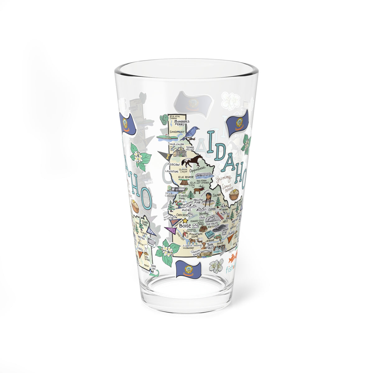 Idaho Map 16oz Glass