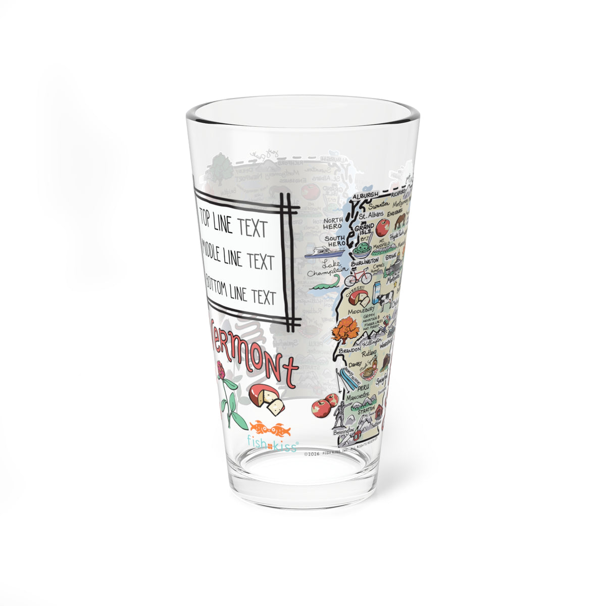 Vermont Map 16oz Glass