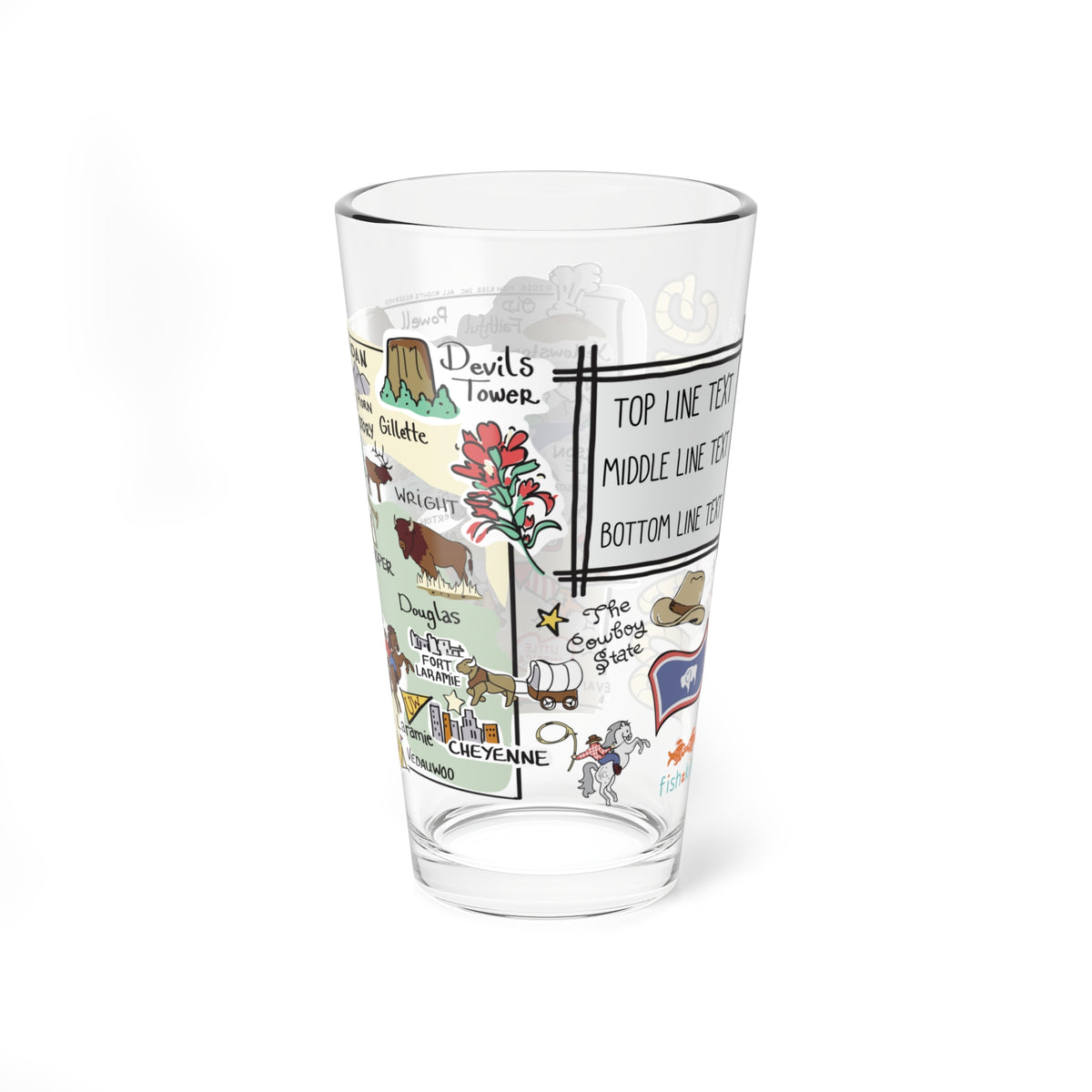 Wyoming Map 16oz Glass