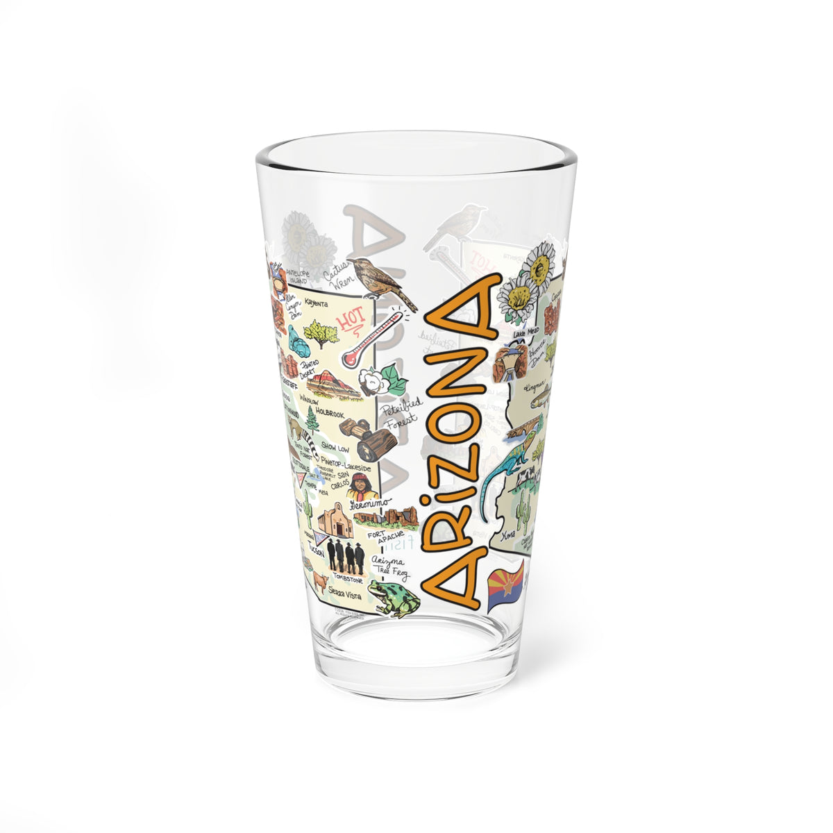 State Map 16 oz Glass