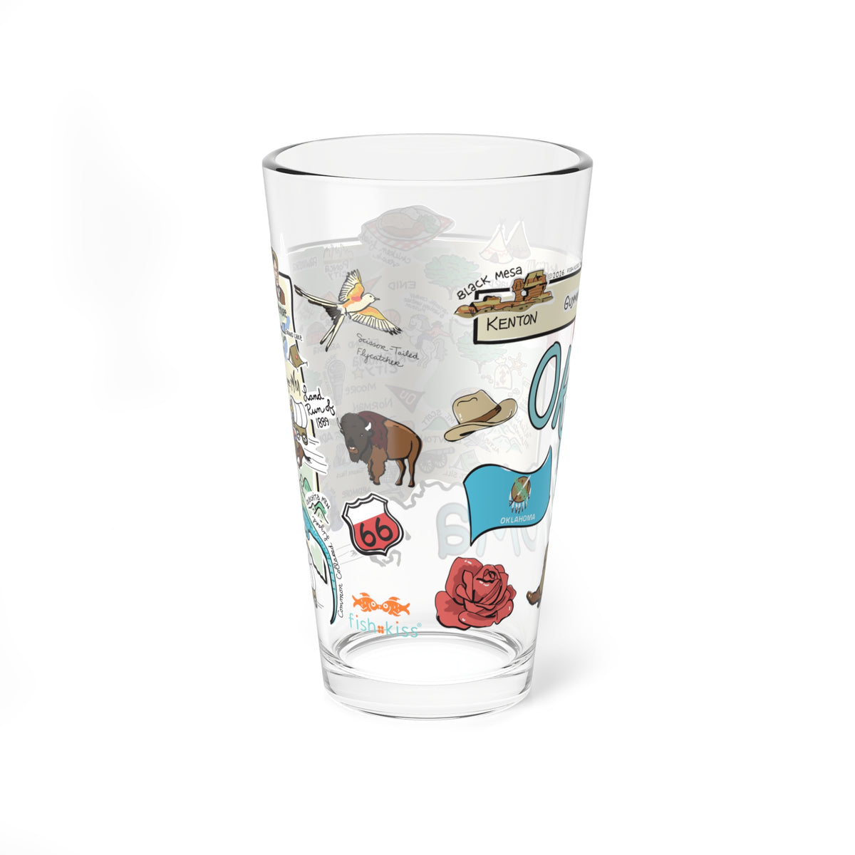 Oklahoma Map 16oz Glass