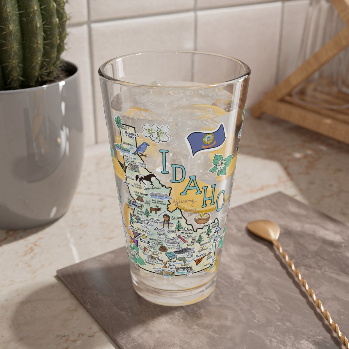 Idaho Map 16oz Glass