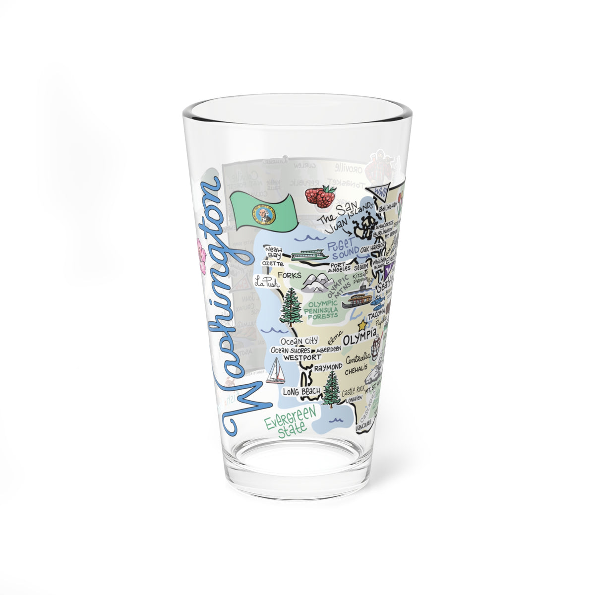 Washington Map 16oz Glass