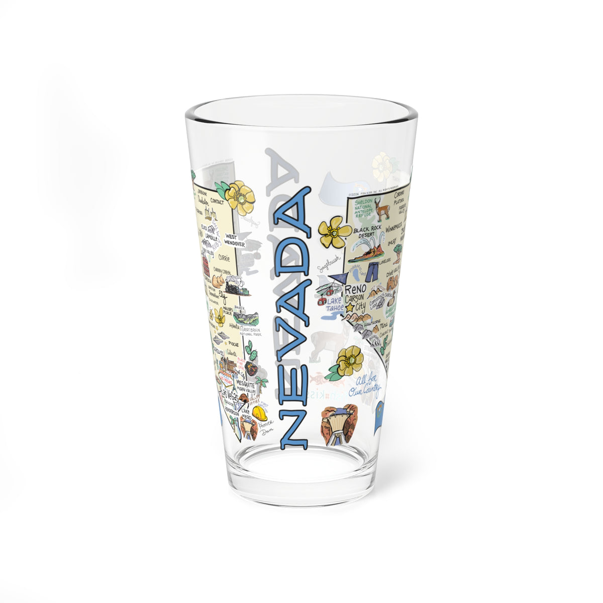 Nevada Map 16oz Glass