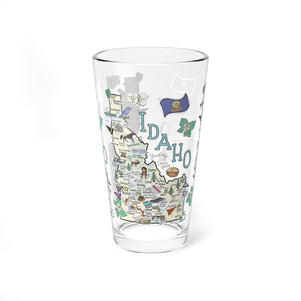 Idaho Map 16oz Glass