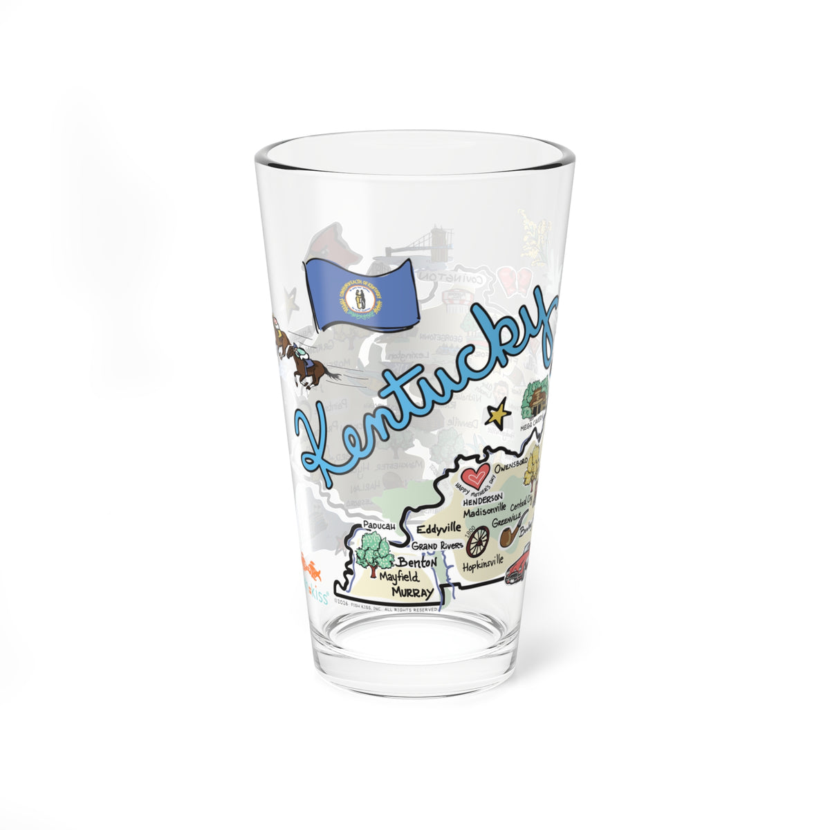 State Map 16 oz Glass