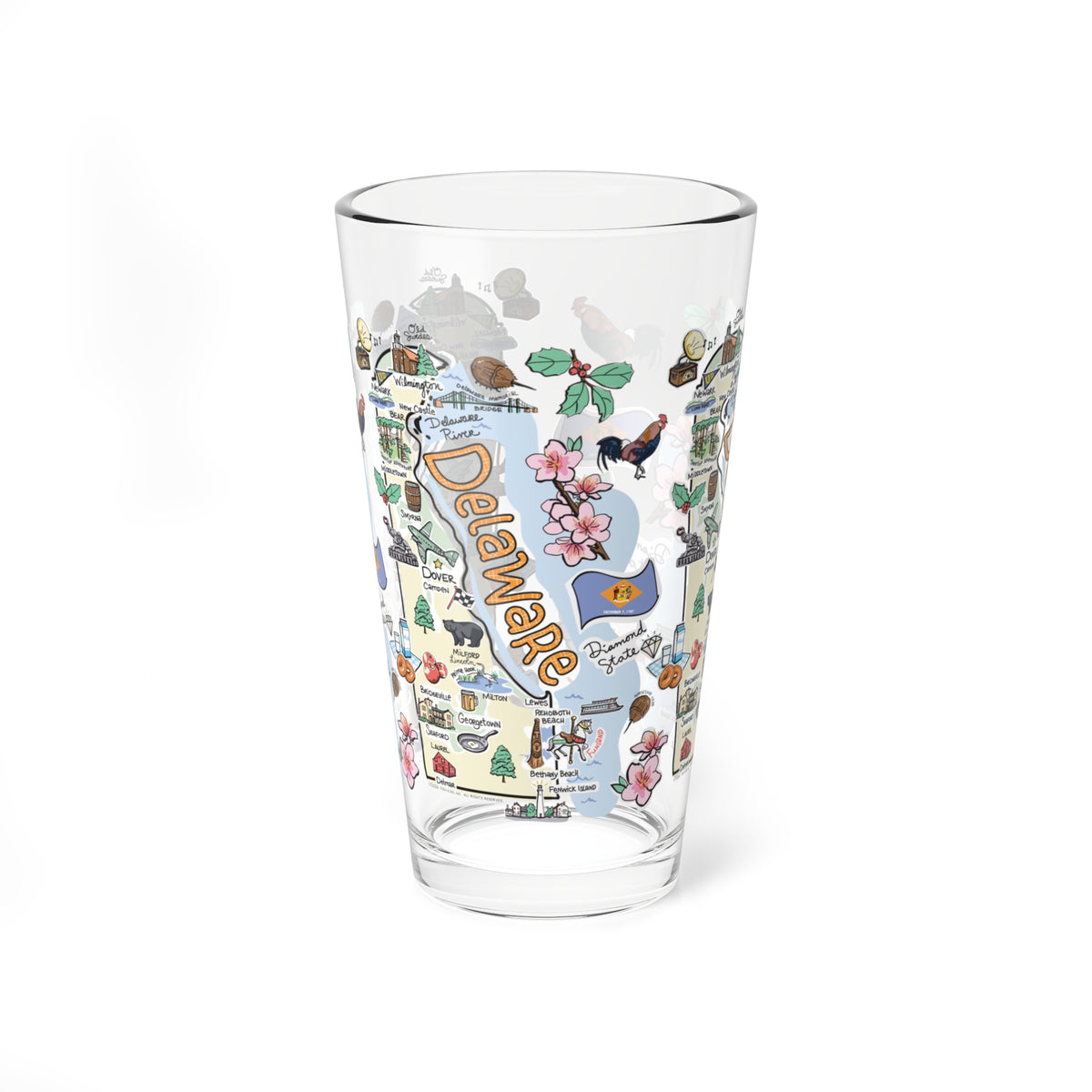 Delaware Map 16oz Glass