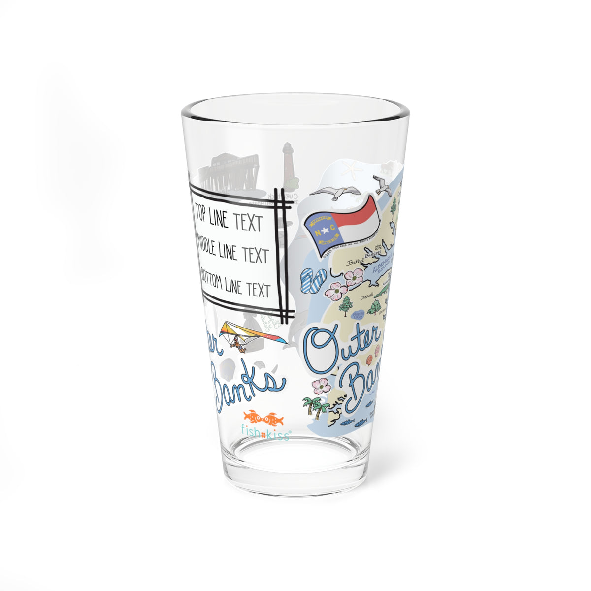 Outer Banks Map 16oz Glass