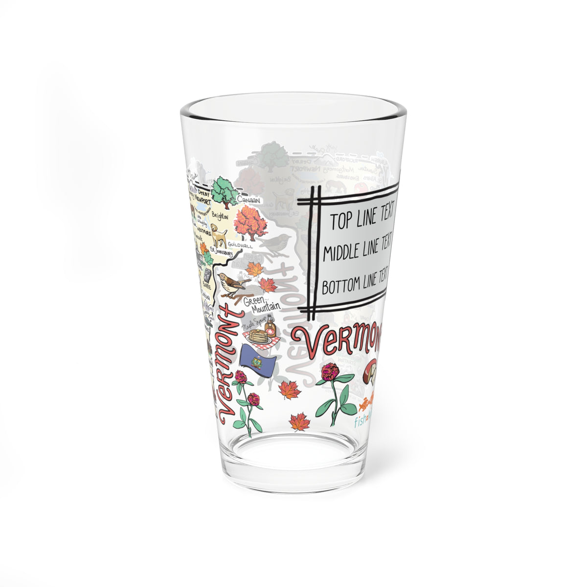 Vermont Map 16oz Glass