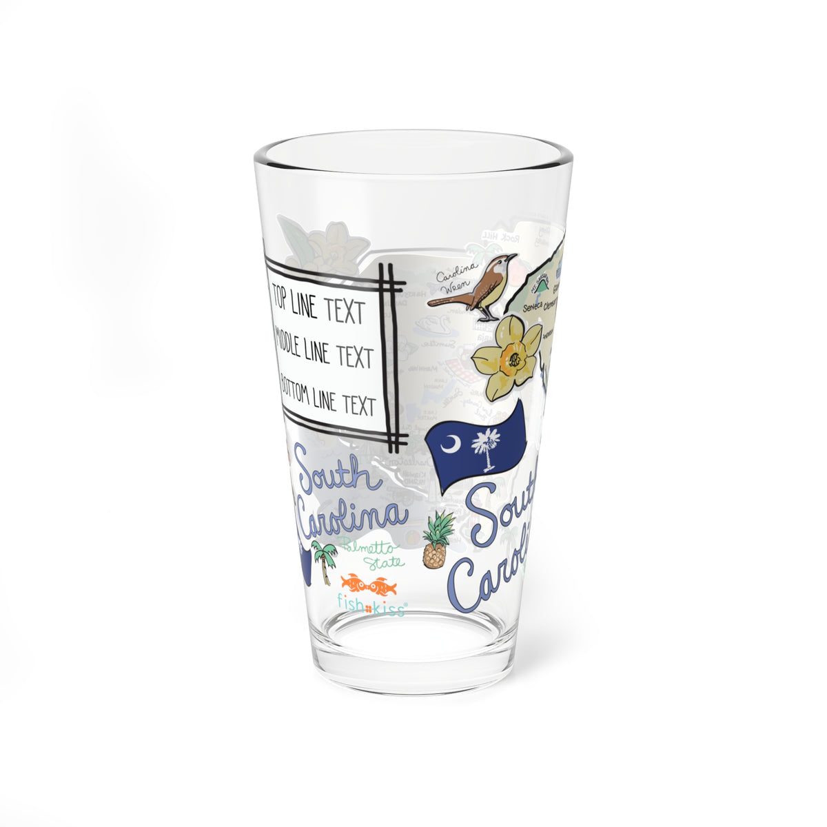 South Carolina Map 16oz Glass