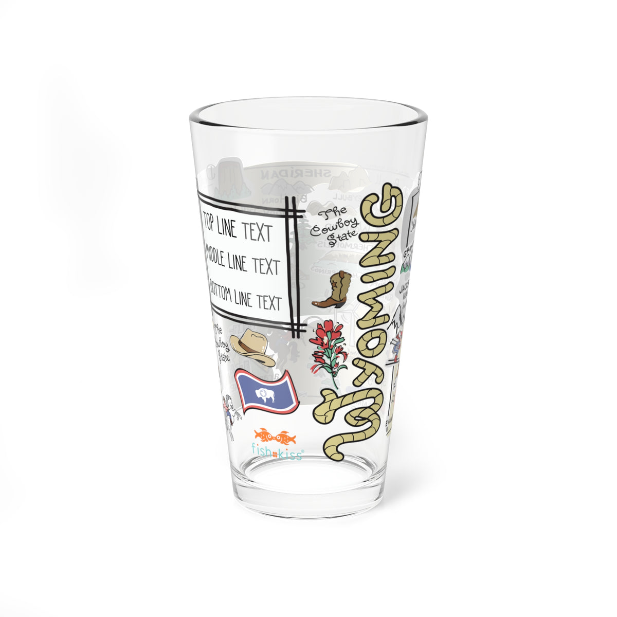 Wyoming Map 16oz Glass