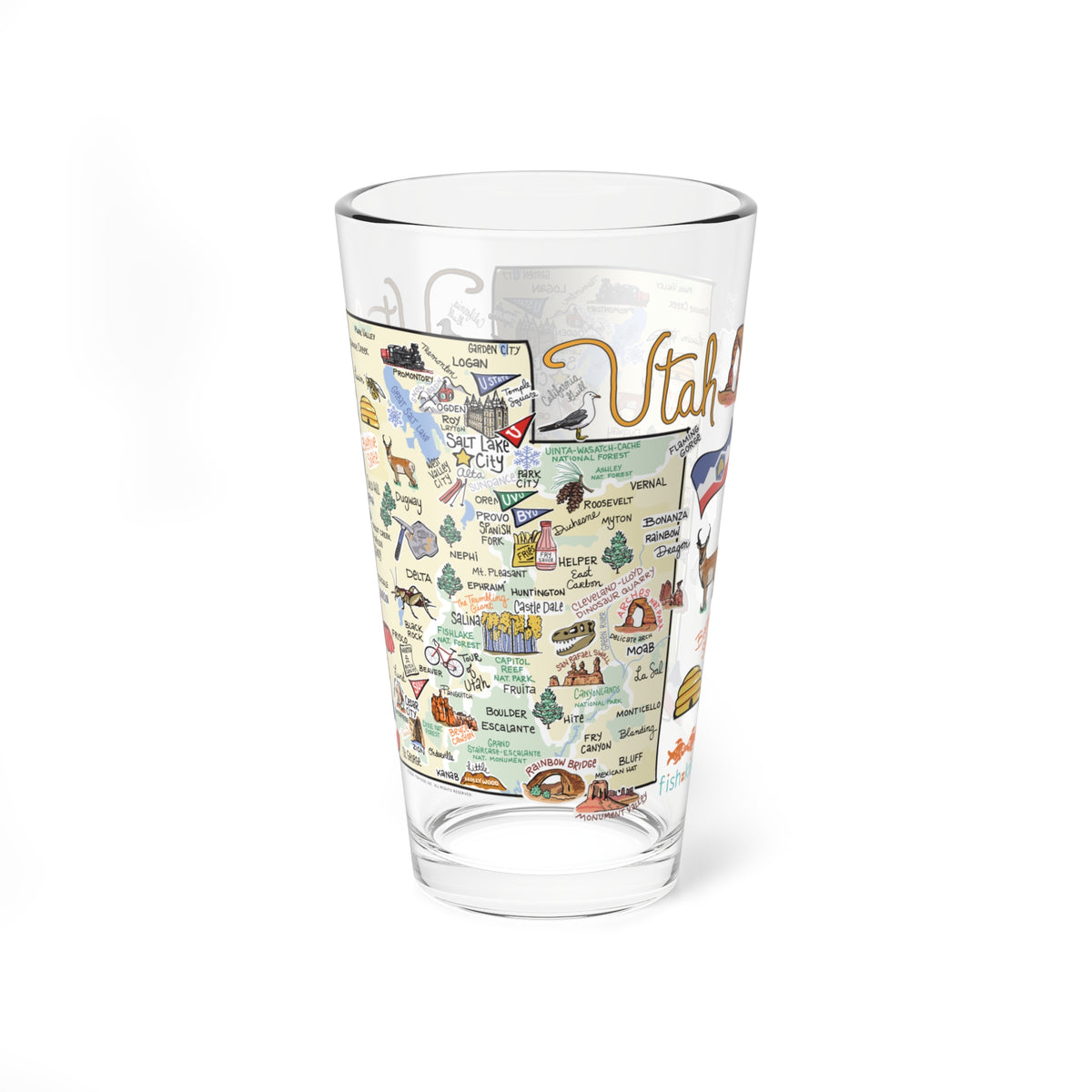 State Map 16 oz Glass