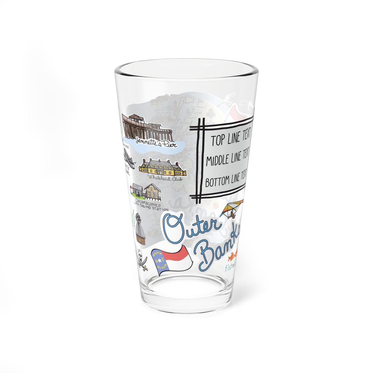 Outer Banks Map 16oz Glass