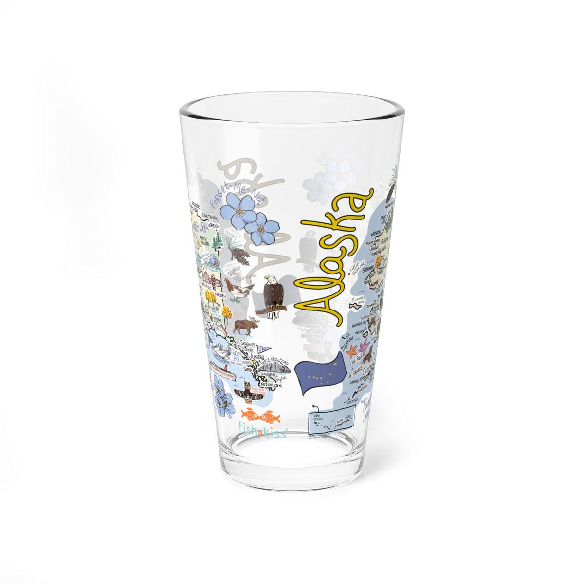 Alaska Map 16oz Glass