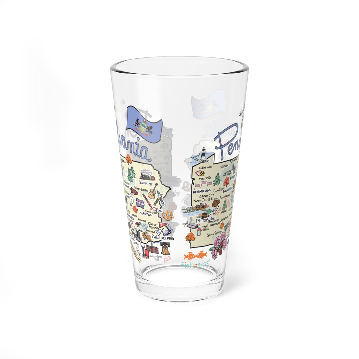 Pennsylvania Map 16oz Glass