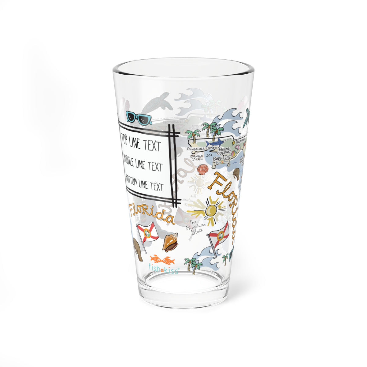 Florida Map 16oz Glass