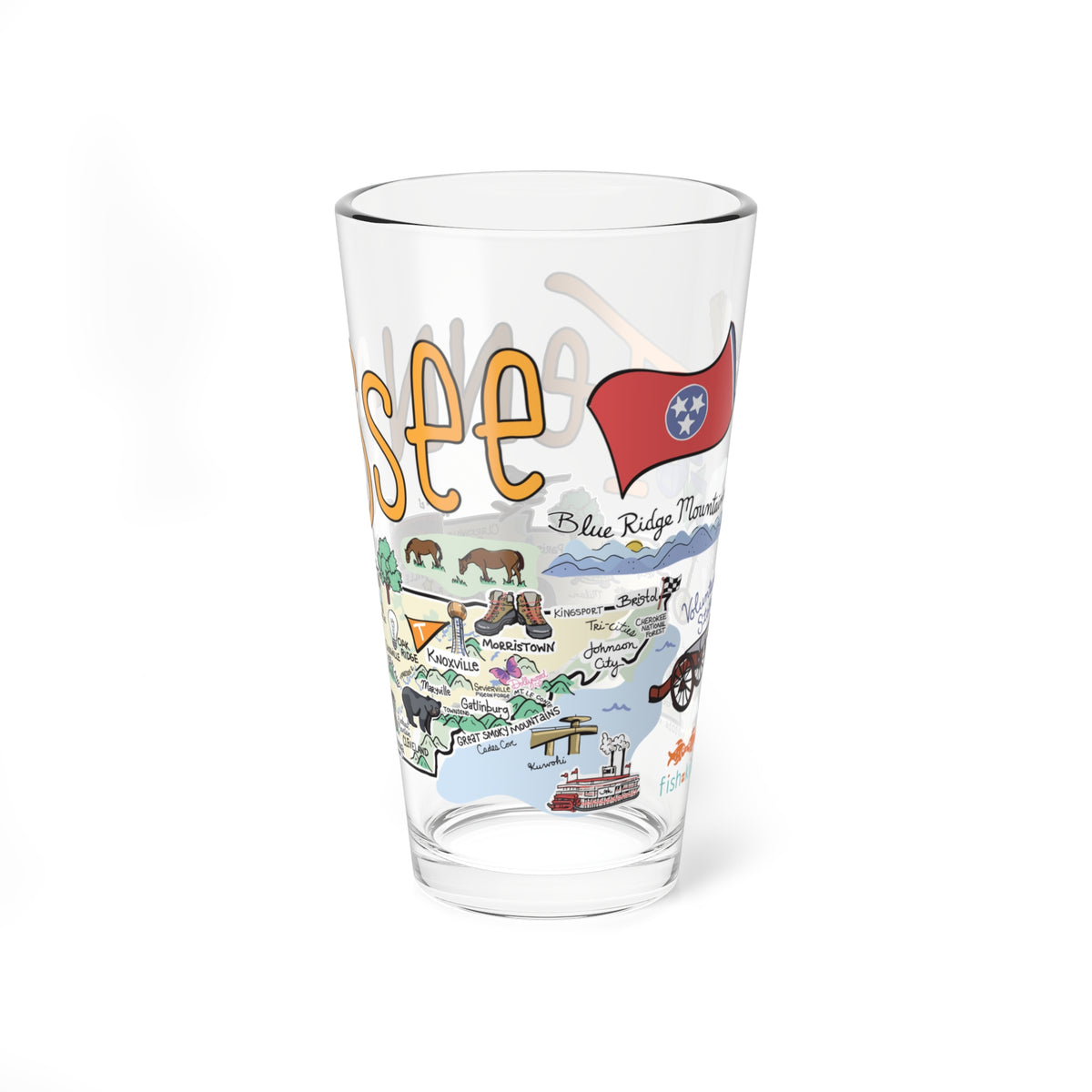 Tennessee Map 16oz Glass