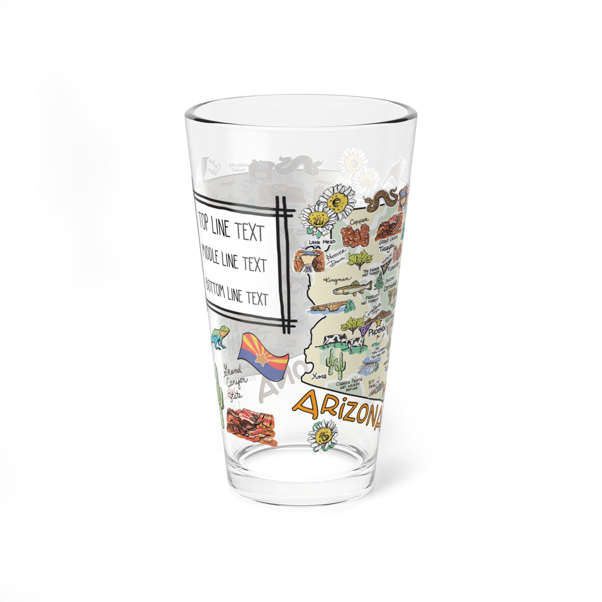 Arizona Map 16oz Glass