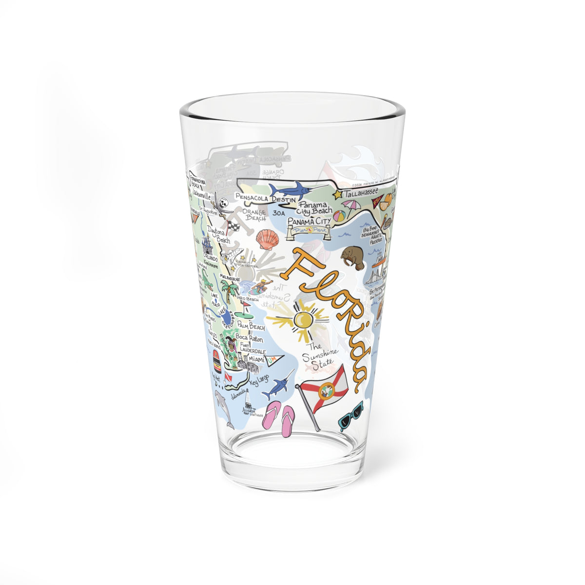 Florida Map 16oz Glass