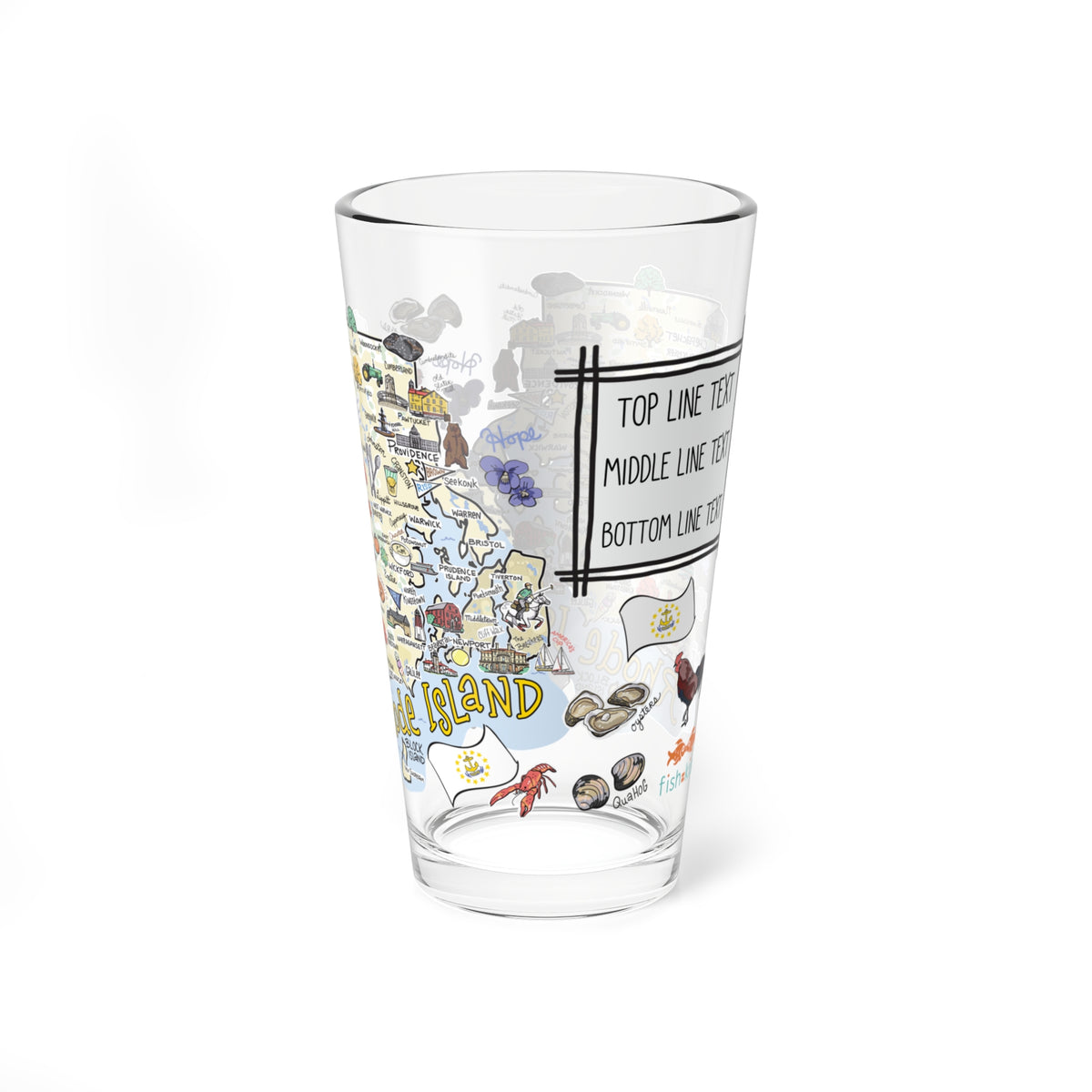 Rhode Island Map 16oz Glass