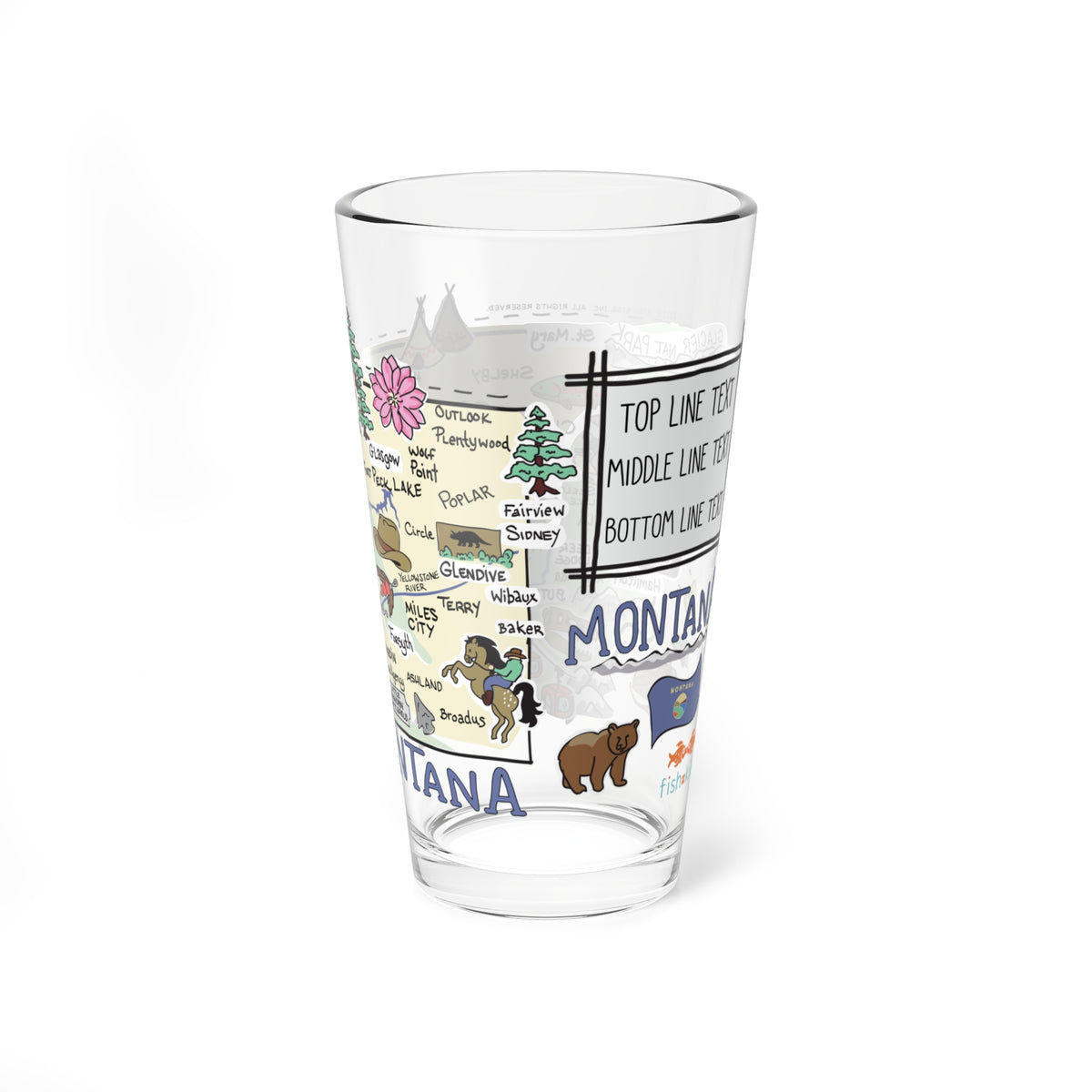 Montana Map 16oz Glass