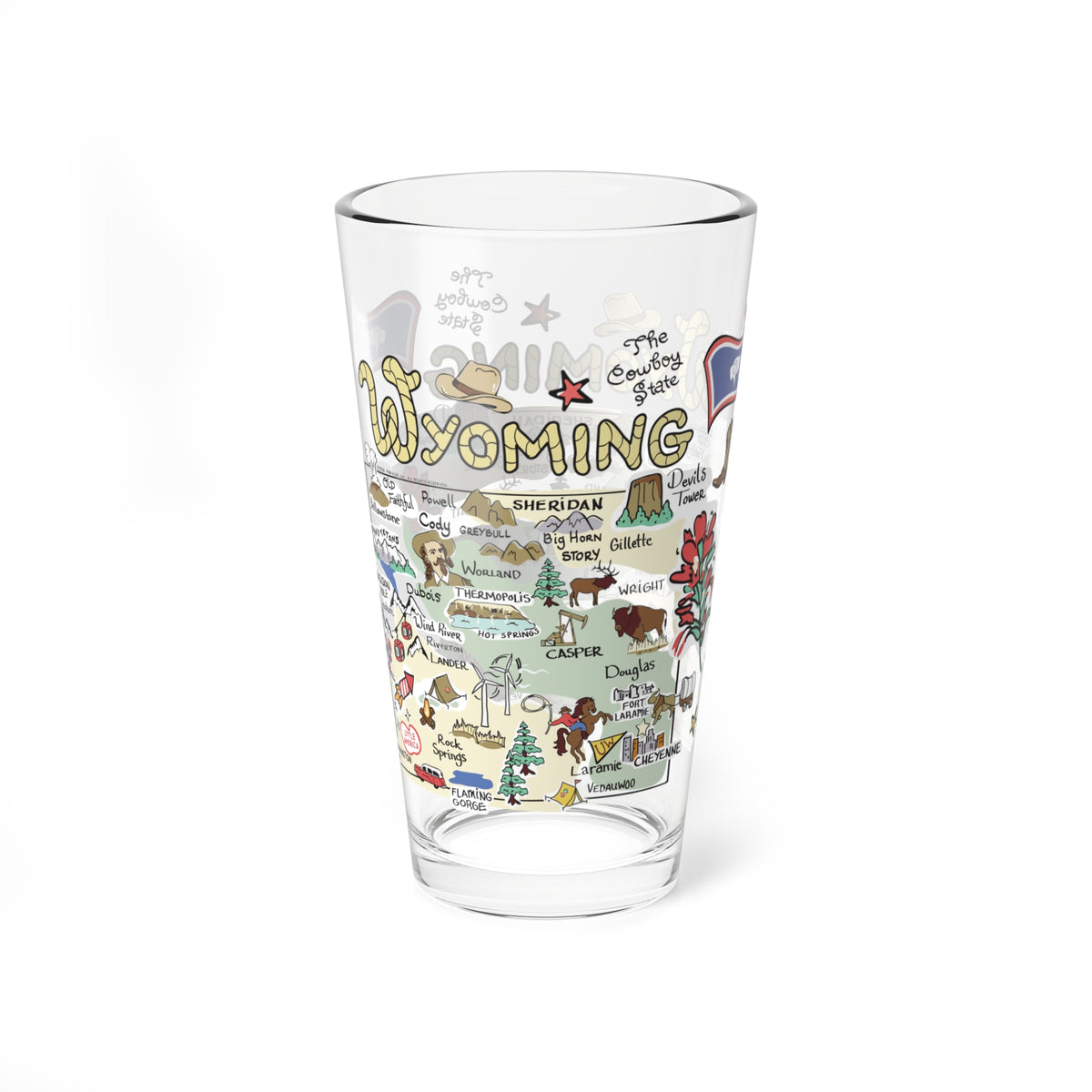 State Map 16 oz Glass