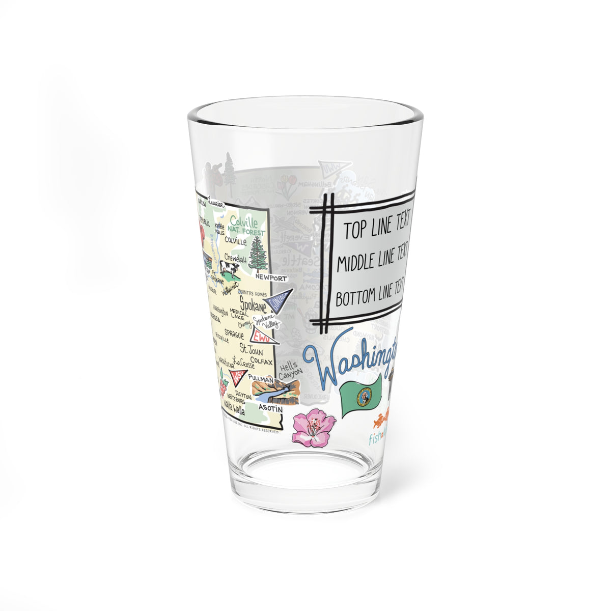 Washington Map 16oz Glass