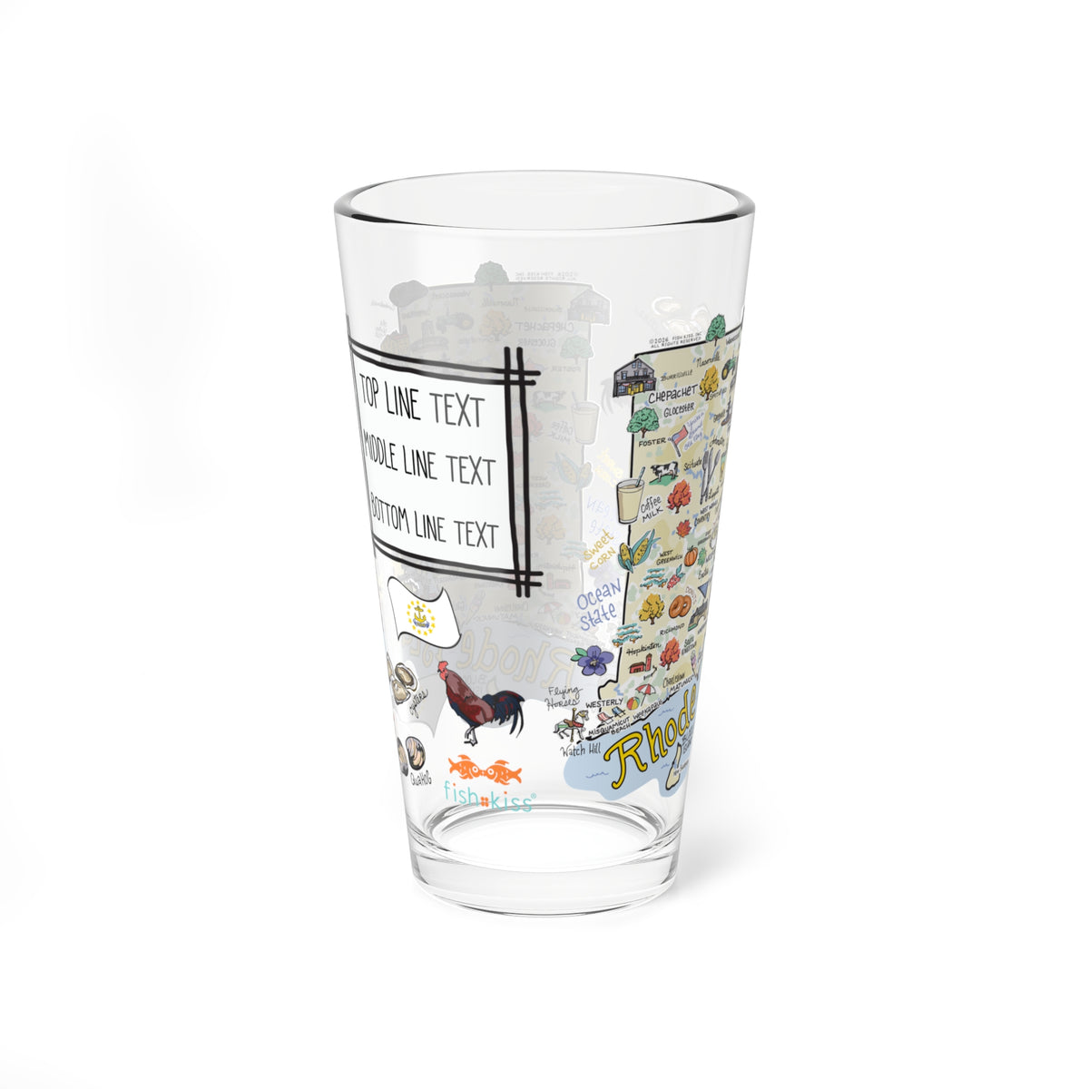Rhode Island Map 16oz Glass