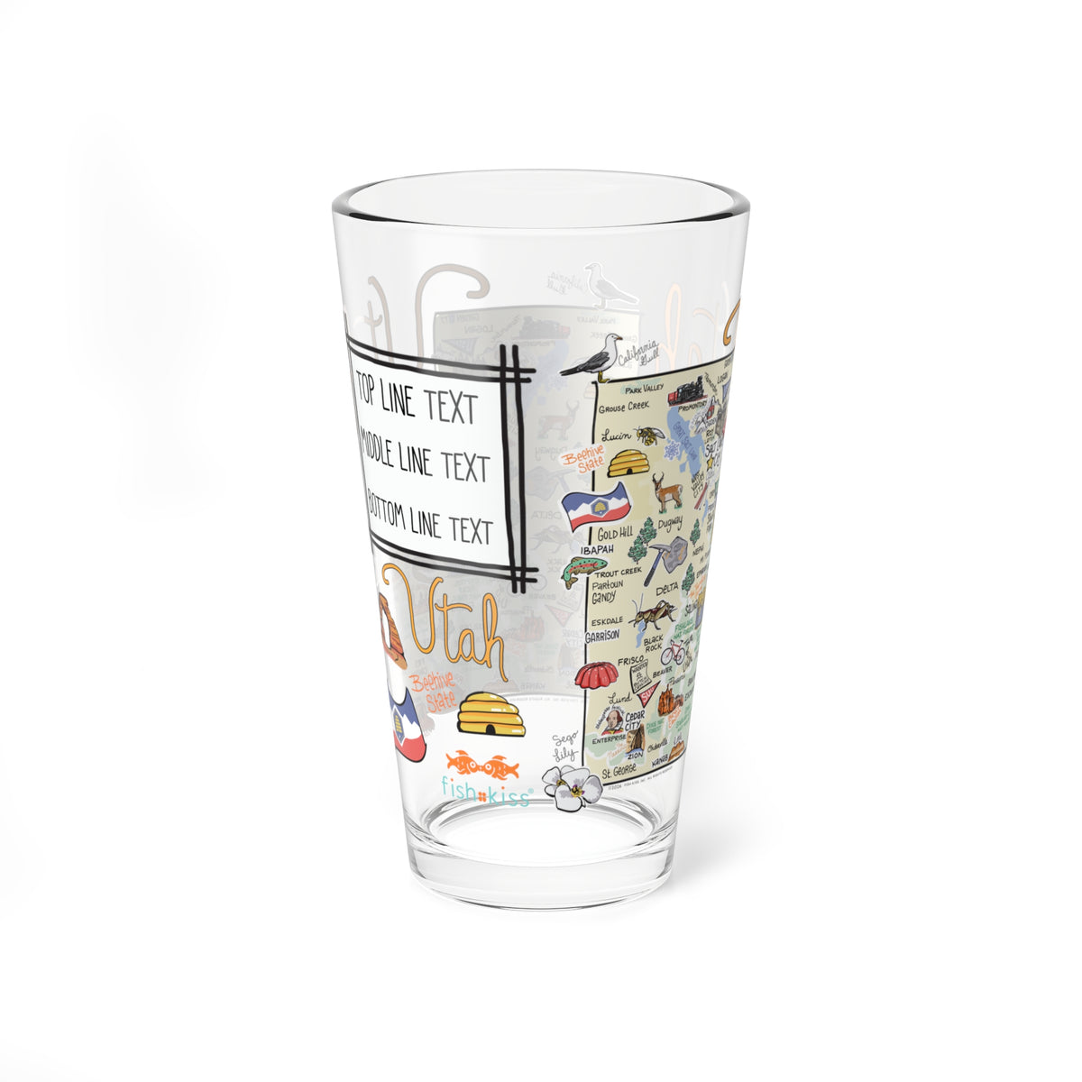 Utah Map 16oz Glass