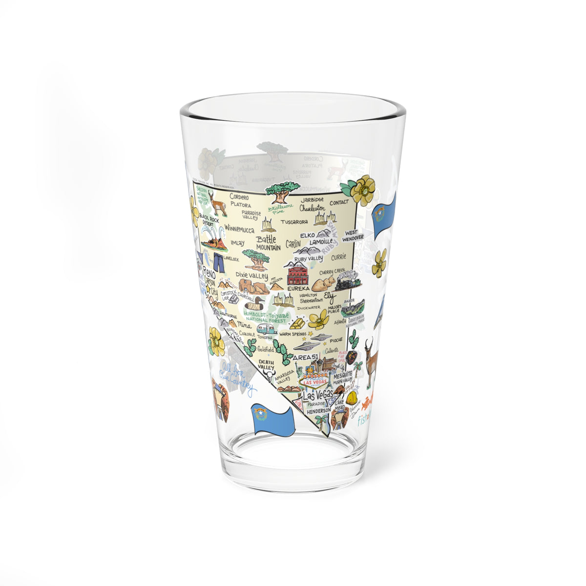 Nevada Map 16oz Glass