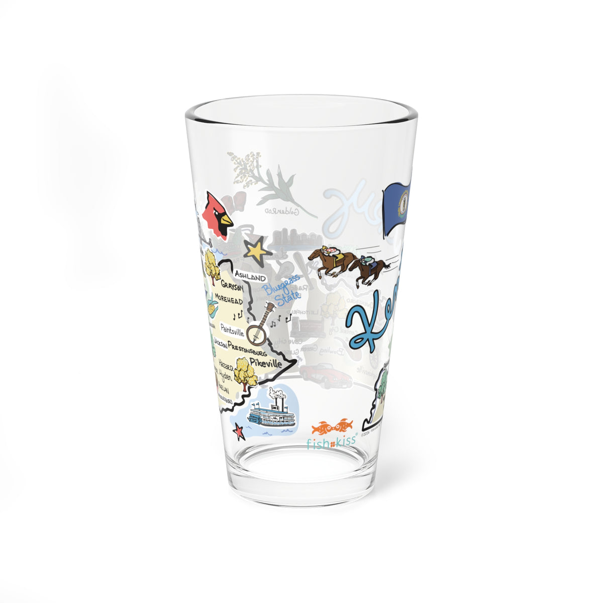 Kentucky Map 16oz Glass