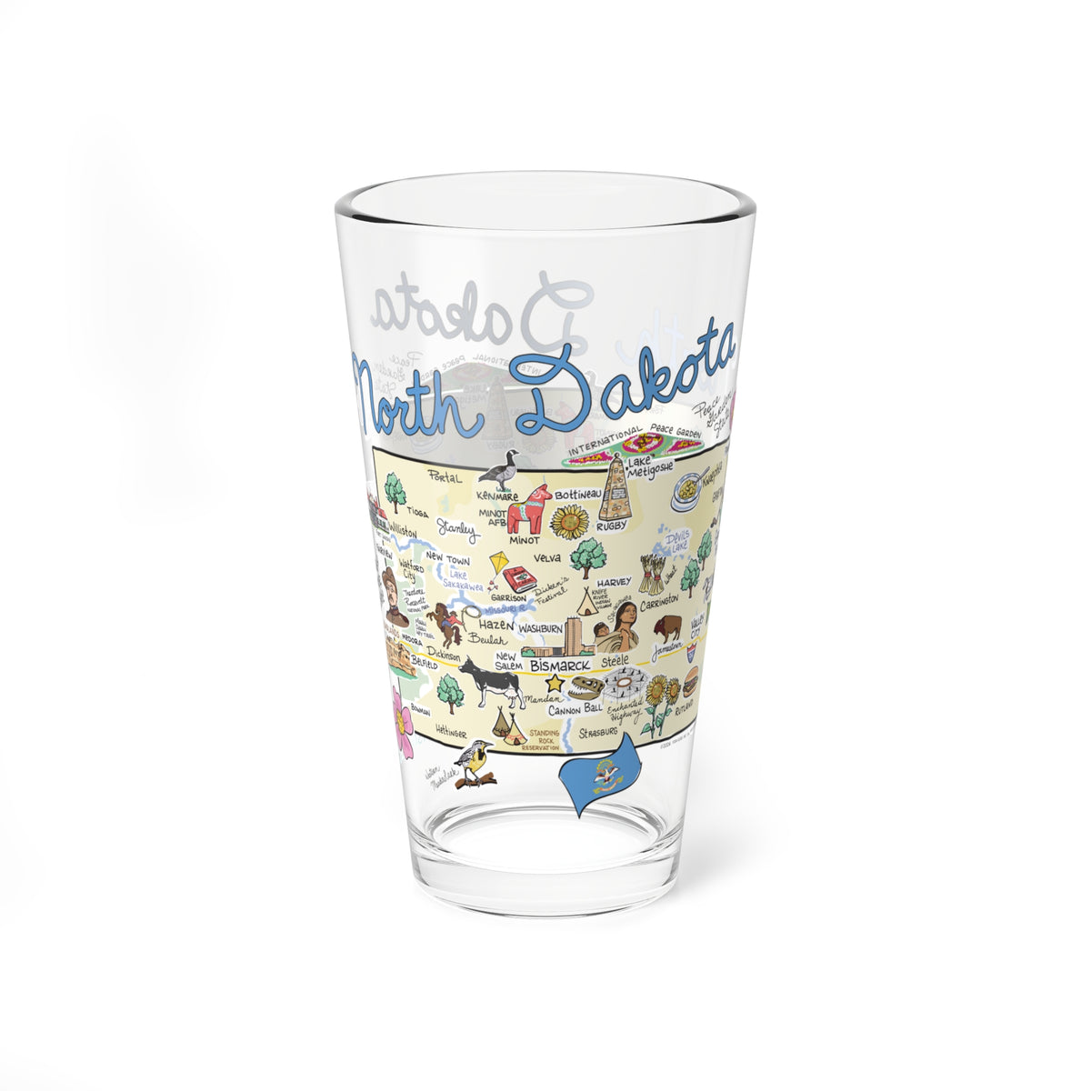 State Map 16 oz Glass