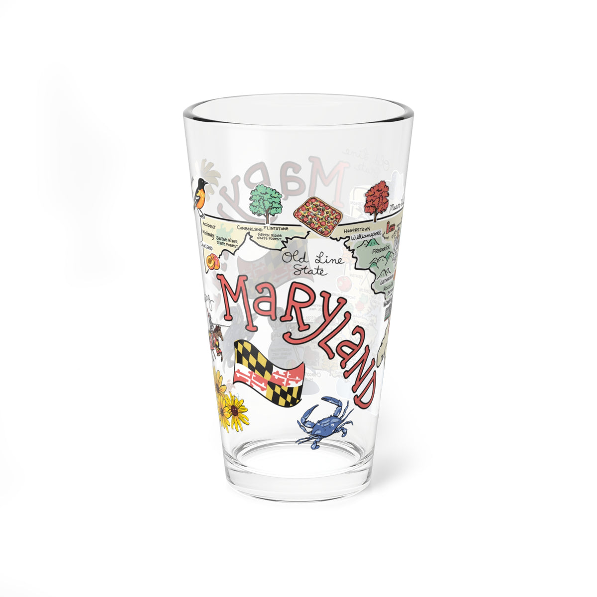 State Map 16 oz Glass